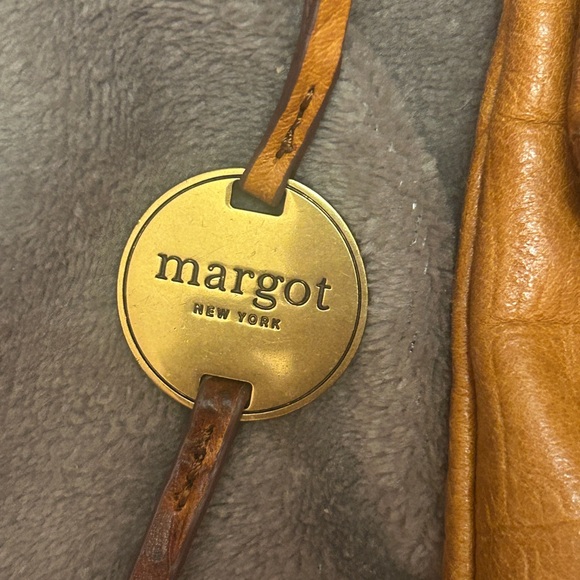 MARGOT New York Cognac Croc Embossed Leather Foldover Crossbody Bag Boho - Picture 11 of 13